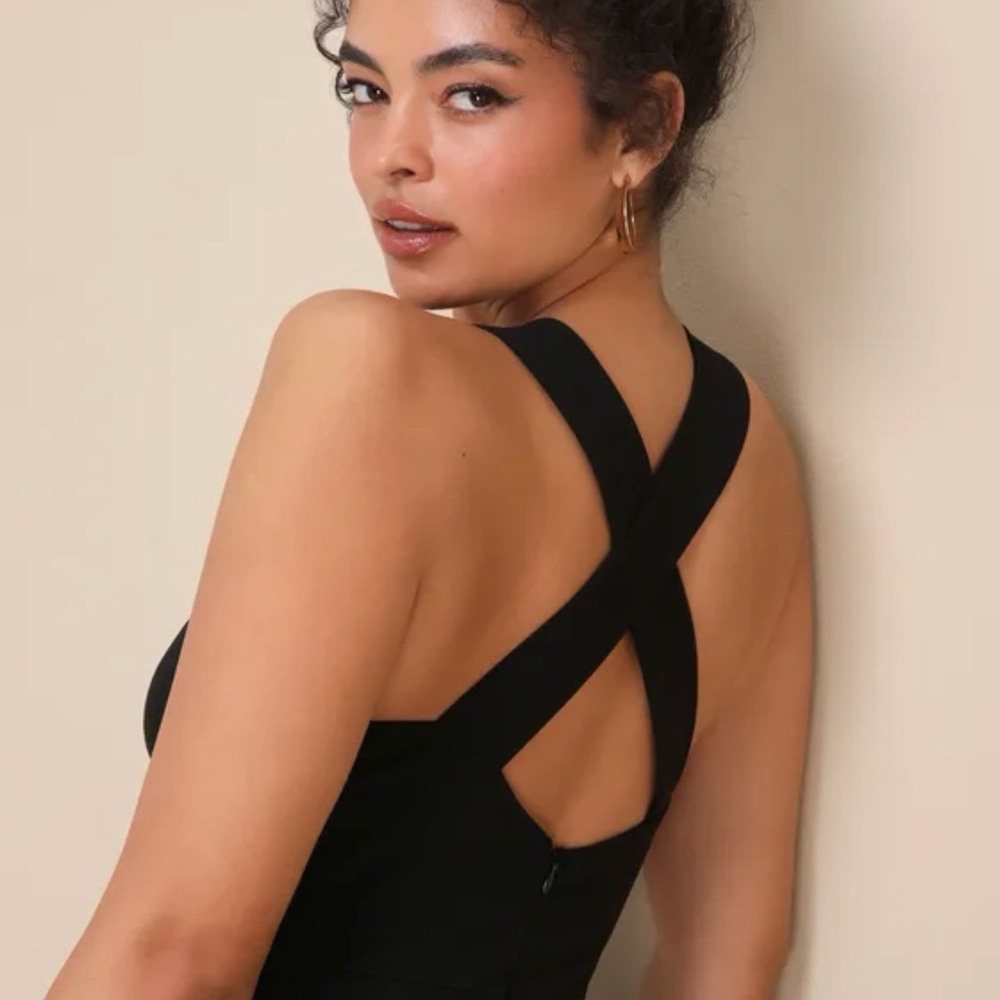 Lulus Glamorous Dedication Black Maxi Dress XS NWT Side Slit Backless Dress - Picture 3 of 16